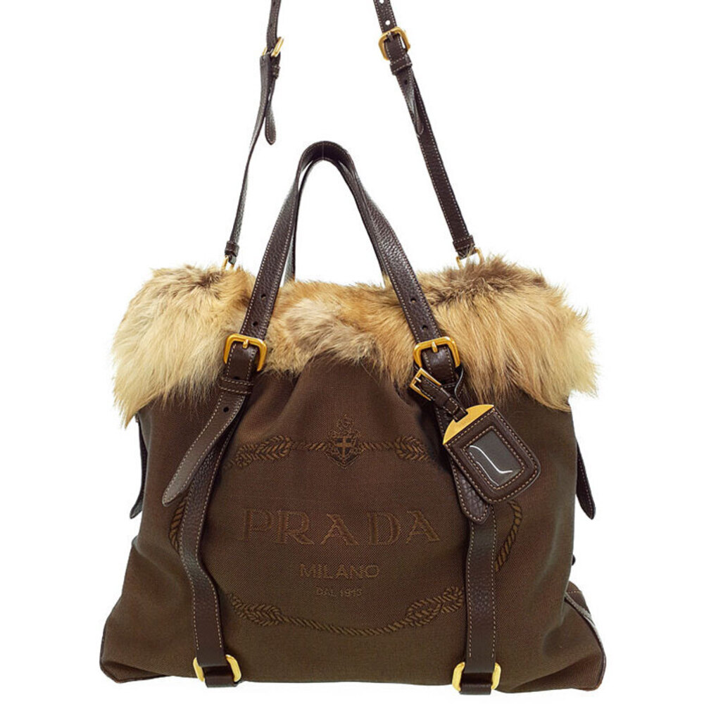 Prada Fur trimmed tote bag
